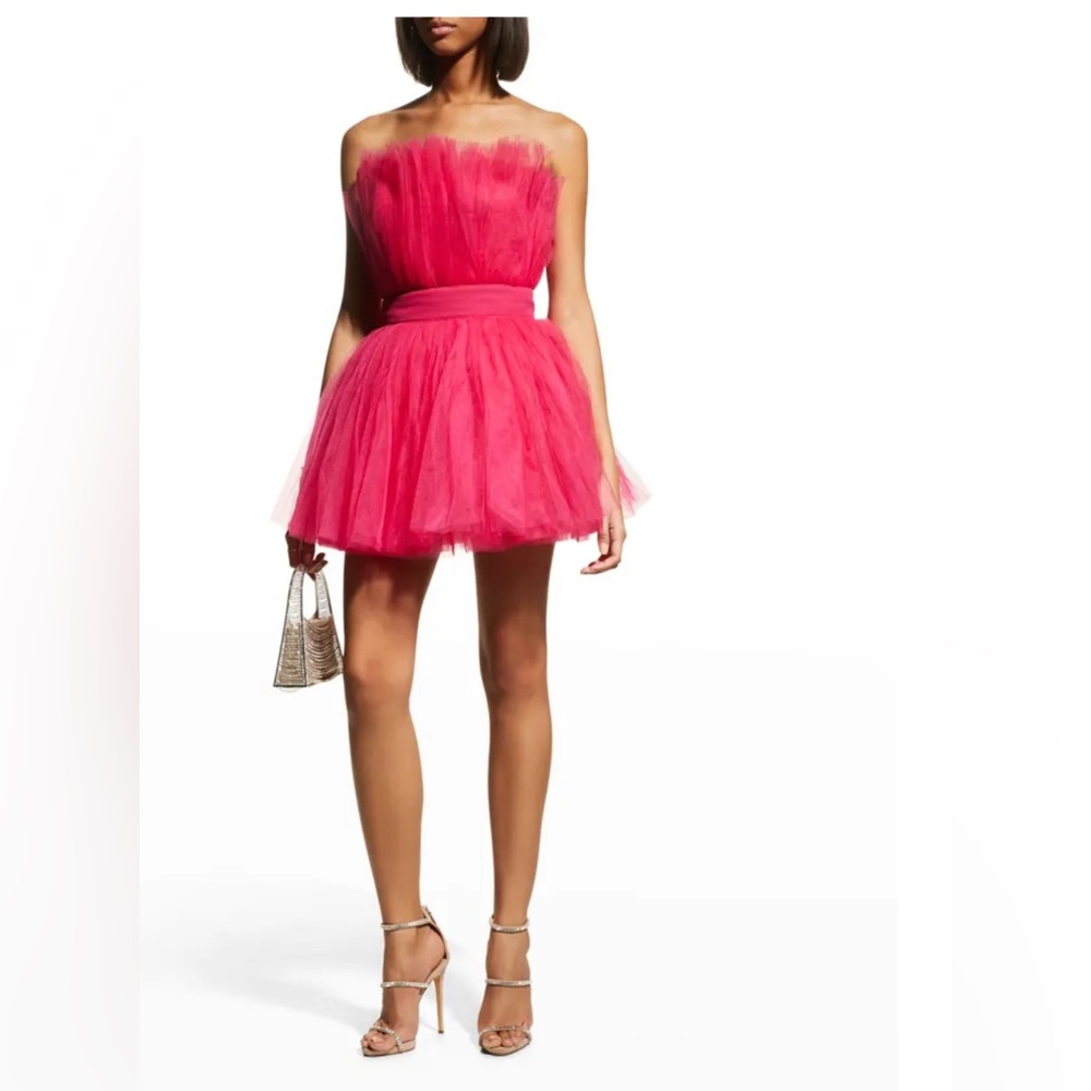 Bronx and Banco Women's Pink Anna Strapless Tulle Mini Dress